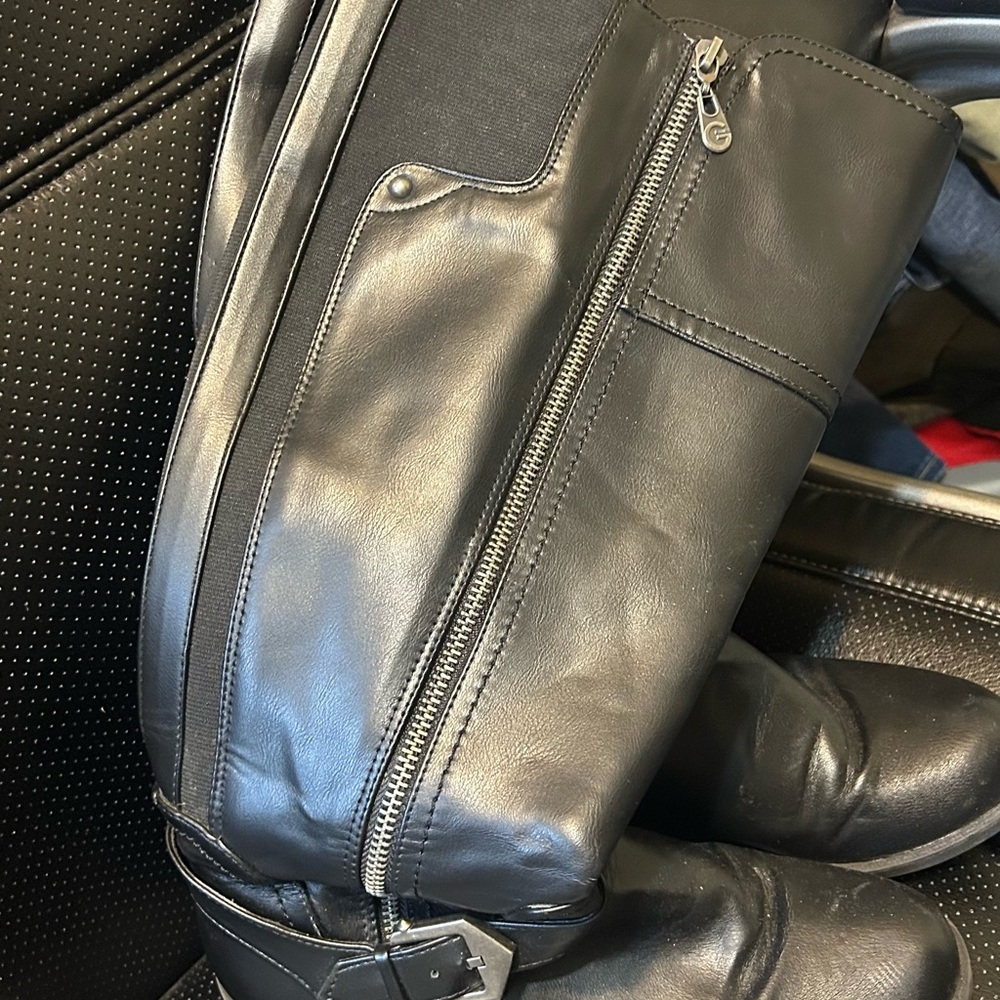 G by Guess Black and Silver Over the Knee Boots